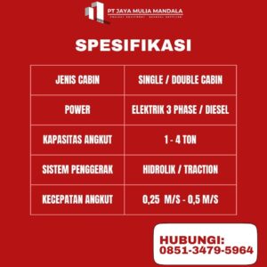 spesifikasi lift barang pekalongan