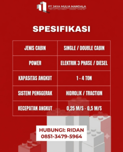 spesifikasi lift barang