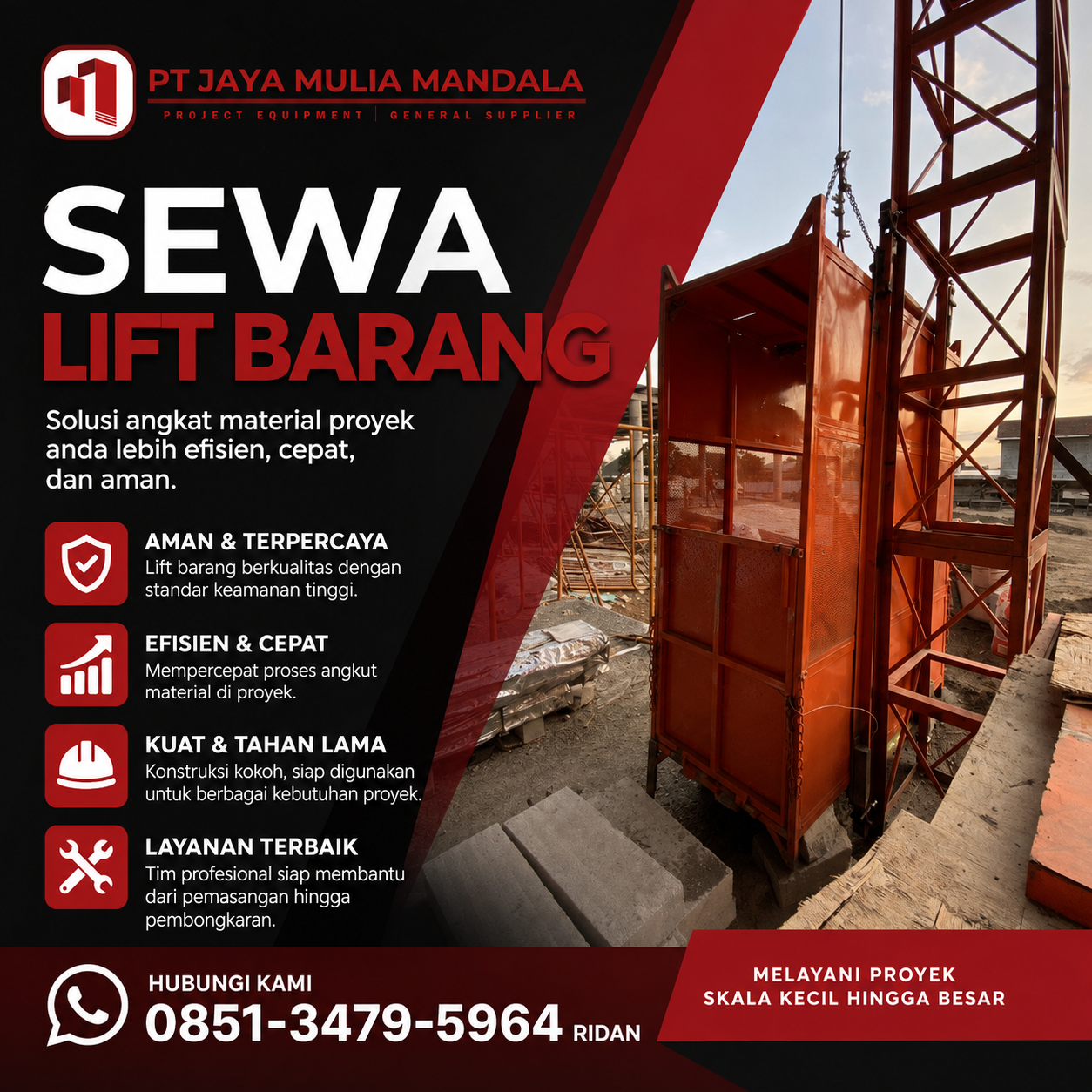 sewa lift barang wajo