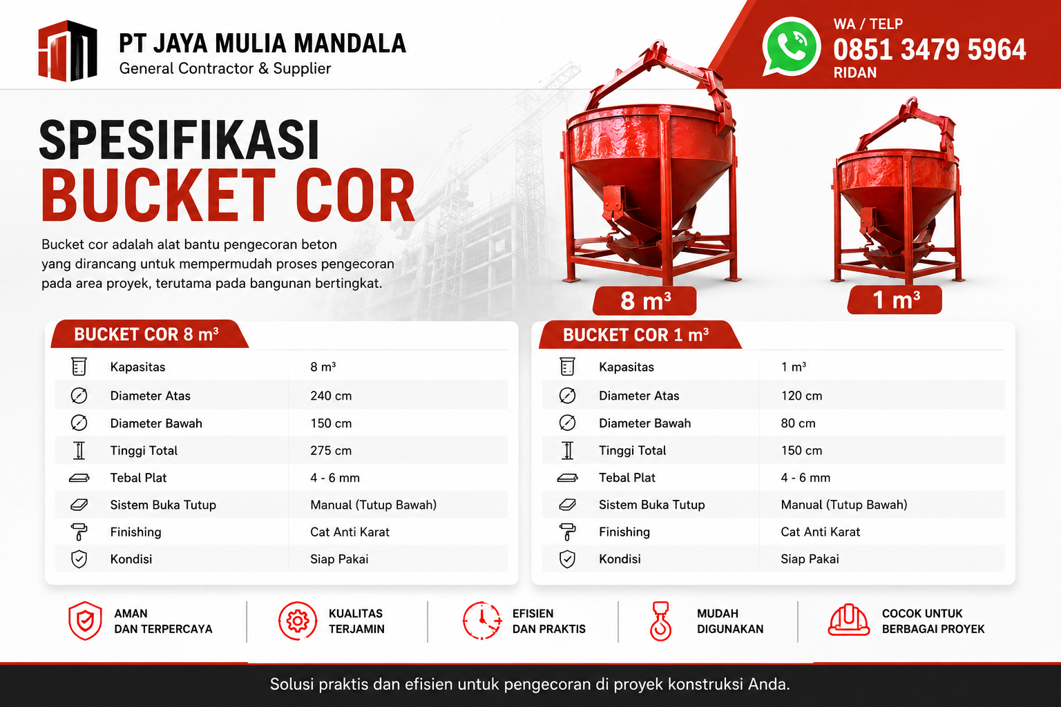sewa bucket cor sumedang