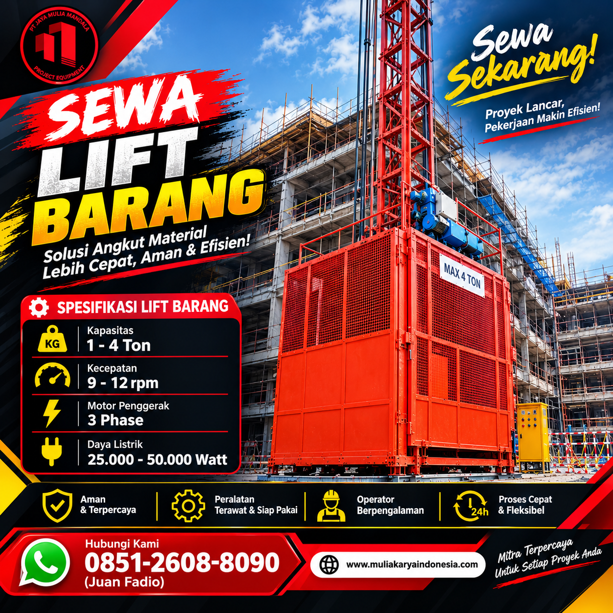Sewa Lift Barang Jakarta Pusat
