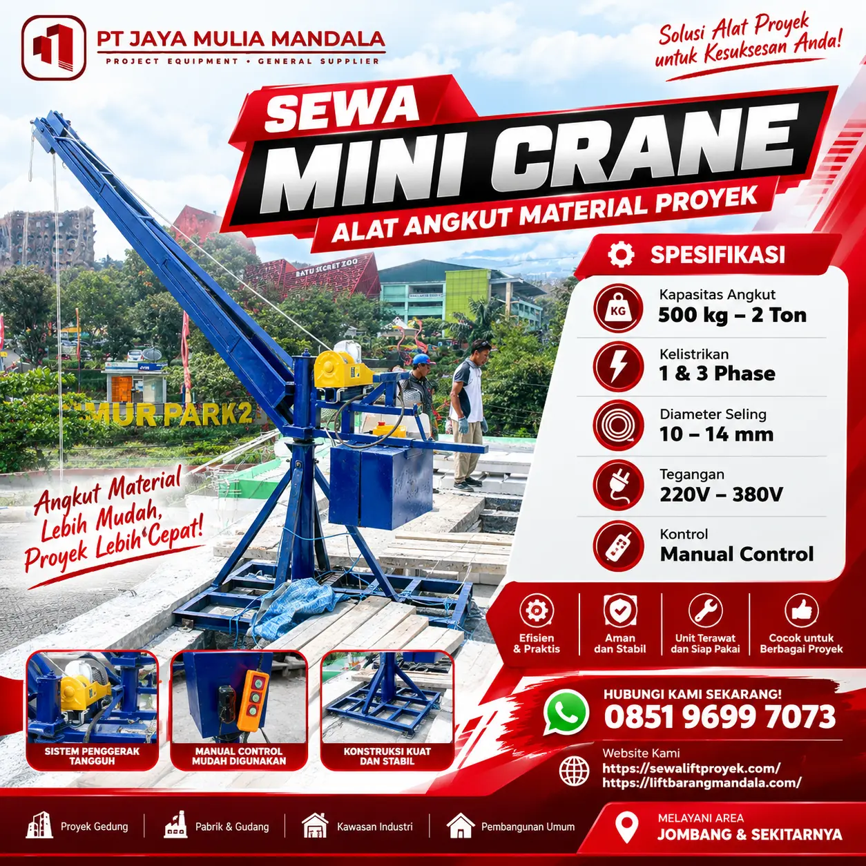 sewa mini crane jombang